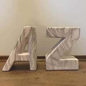 Langley Street “A” & “Z” Ceramic Faux Marble Bookends from Wayfair